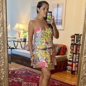 Amanda Uprichard Hawaii floral mini dress. Size S. Georgette. Worn once.